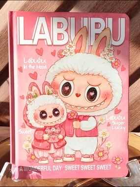 Labubu Pink Hardcover Notebook — Cute Character Journal